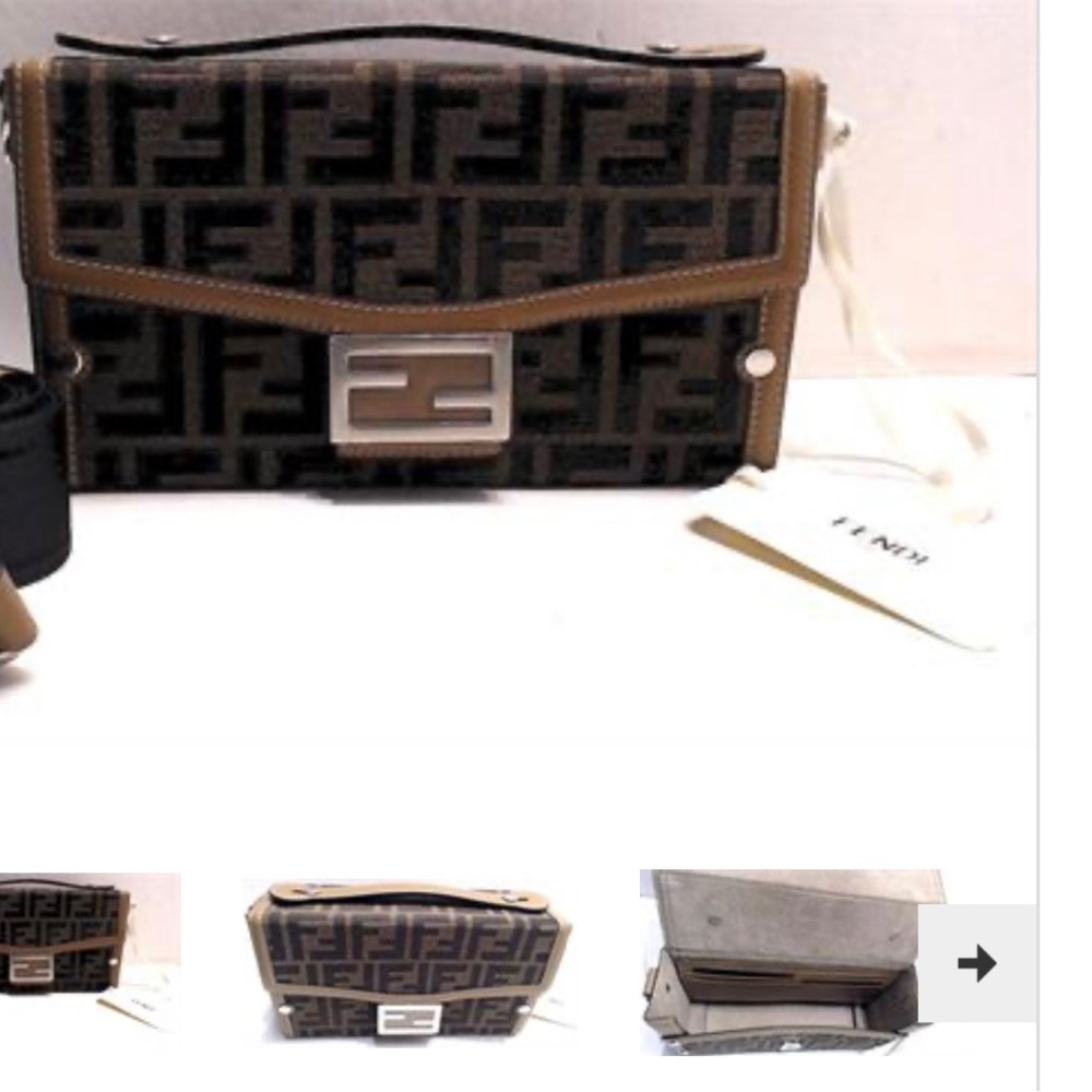 NEW Fendi Roma Mens Soft Trunk Baguette FF Fabric Bag 13Hx6.5Dx21.5Wcm